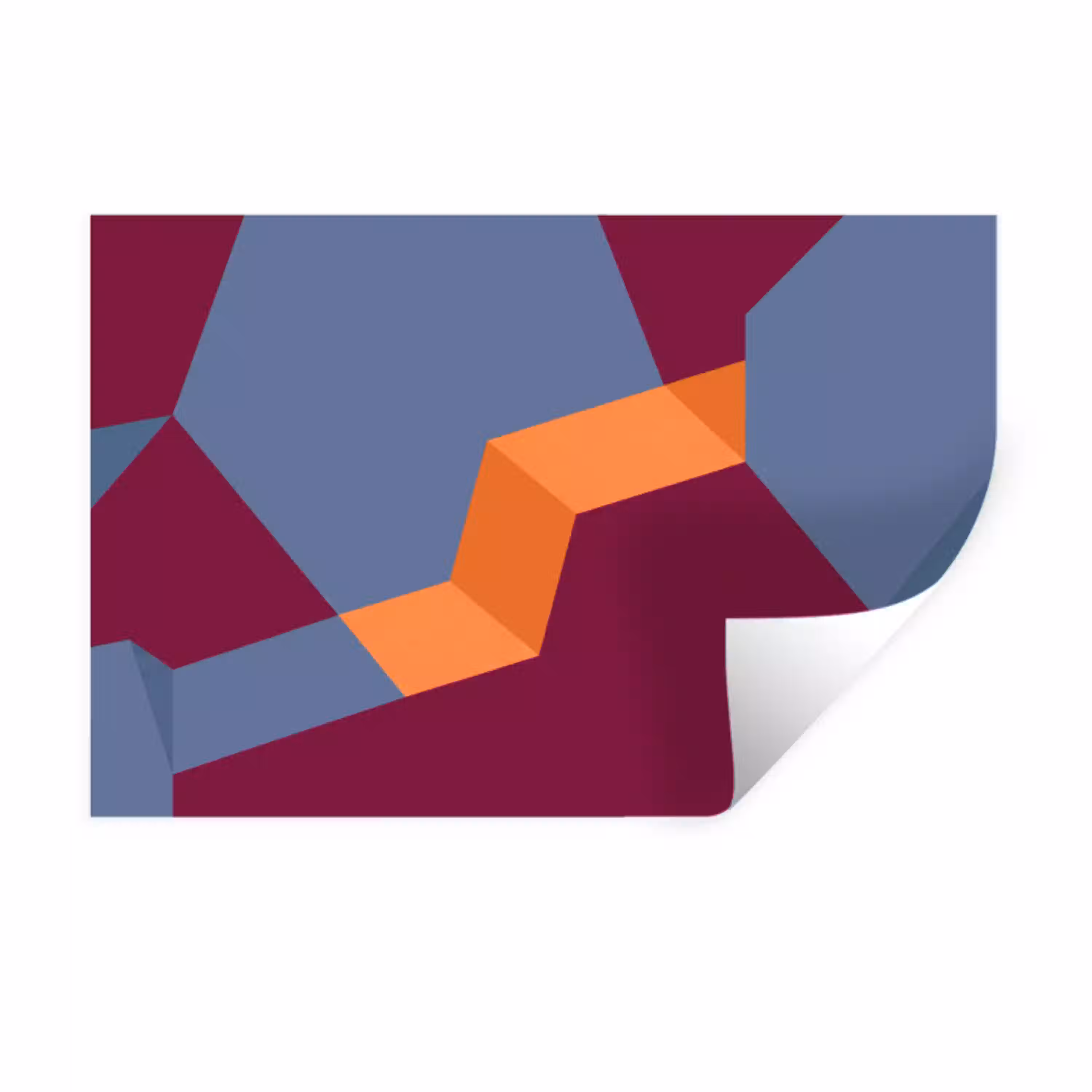 Abstract - Vormen - Modern - Blauw - Oranje Muursticker klein -3d