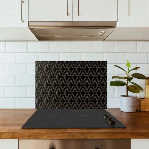 Goud - Zwart - Rozetstructuur keuken achterwand spatscherm klein 900 -sfeer2