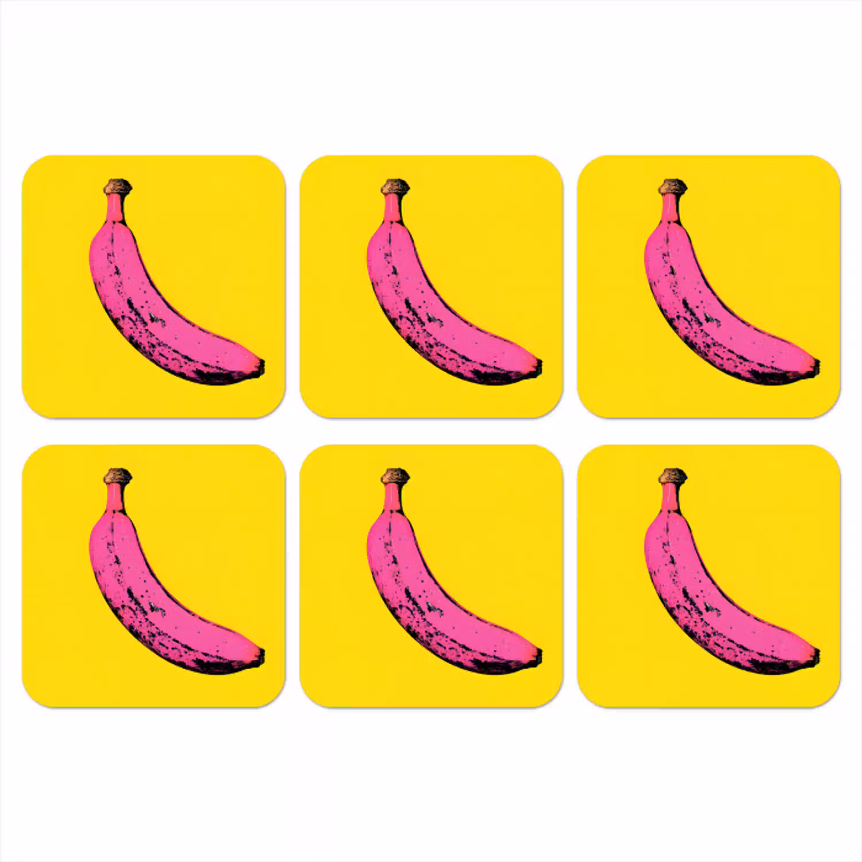 Banaan - Grafisch - Geel onderzetter kurk middel -3d