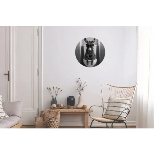 Ezel - Telefoon - Toilet - Zwart - Wit Wandcirkel aluminium klein -woonkamer