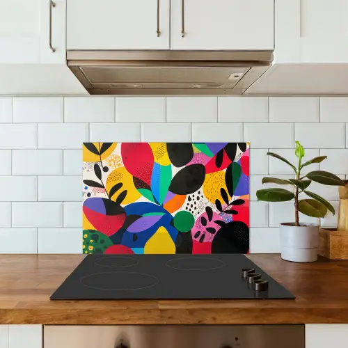 Vormen - Stippen - Kleurrijk keuken achterwand spatscherm klein -sfeer2