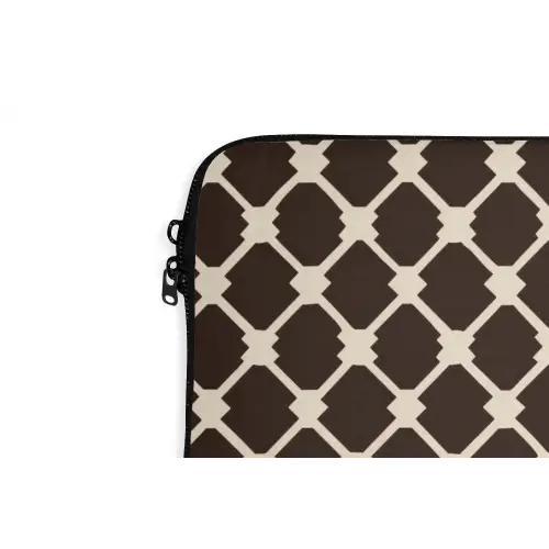 Bruin - Ruitpatroon - Geometrisch laptophoes neopreen klein 279 -detail