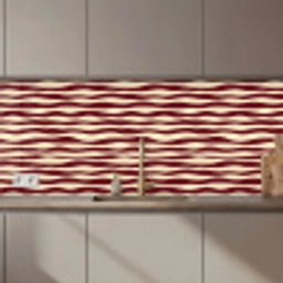 Golven - Rood - Patroon - Crème keuken achterwand 2 middel 871 zz_3dshopping