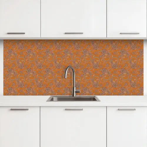 Oranje - Sierlijk - Bloemen keuken achterwand 2 middel 871 -3d