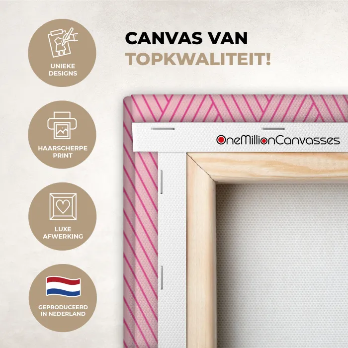 Roze - Patroon - Lijnen canvas 2cm xxl 828 -sfeer2