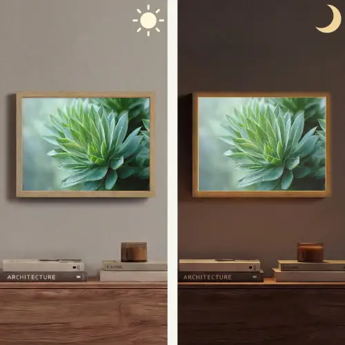 Blad - Plant - Groen - Textuur Light Box met batterij (Wandlamp) middel -sfeer3