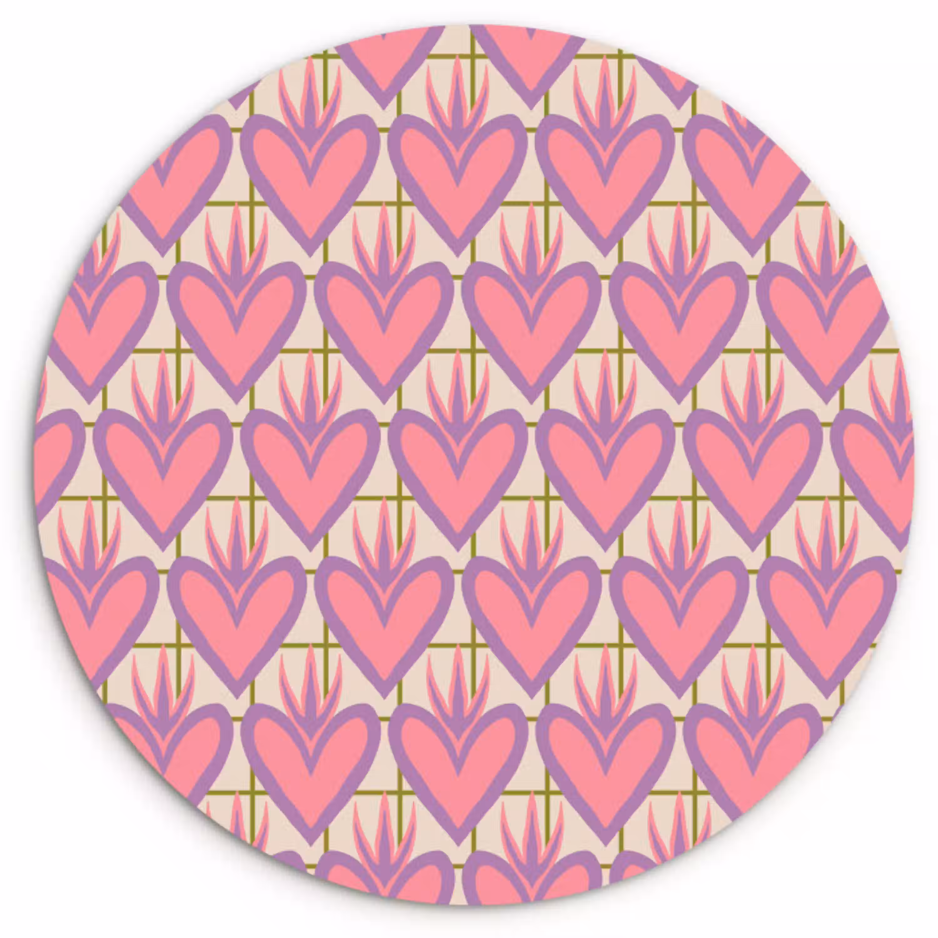 Patroon - Roze - Hartjes Wandcirkel plexiglas klein 852 -3d