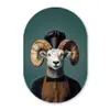 Geit - Hoorns - Kokskleding Wandcirkel Ovaal Glas middel -3d