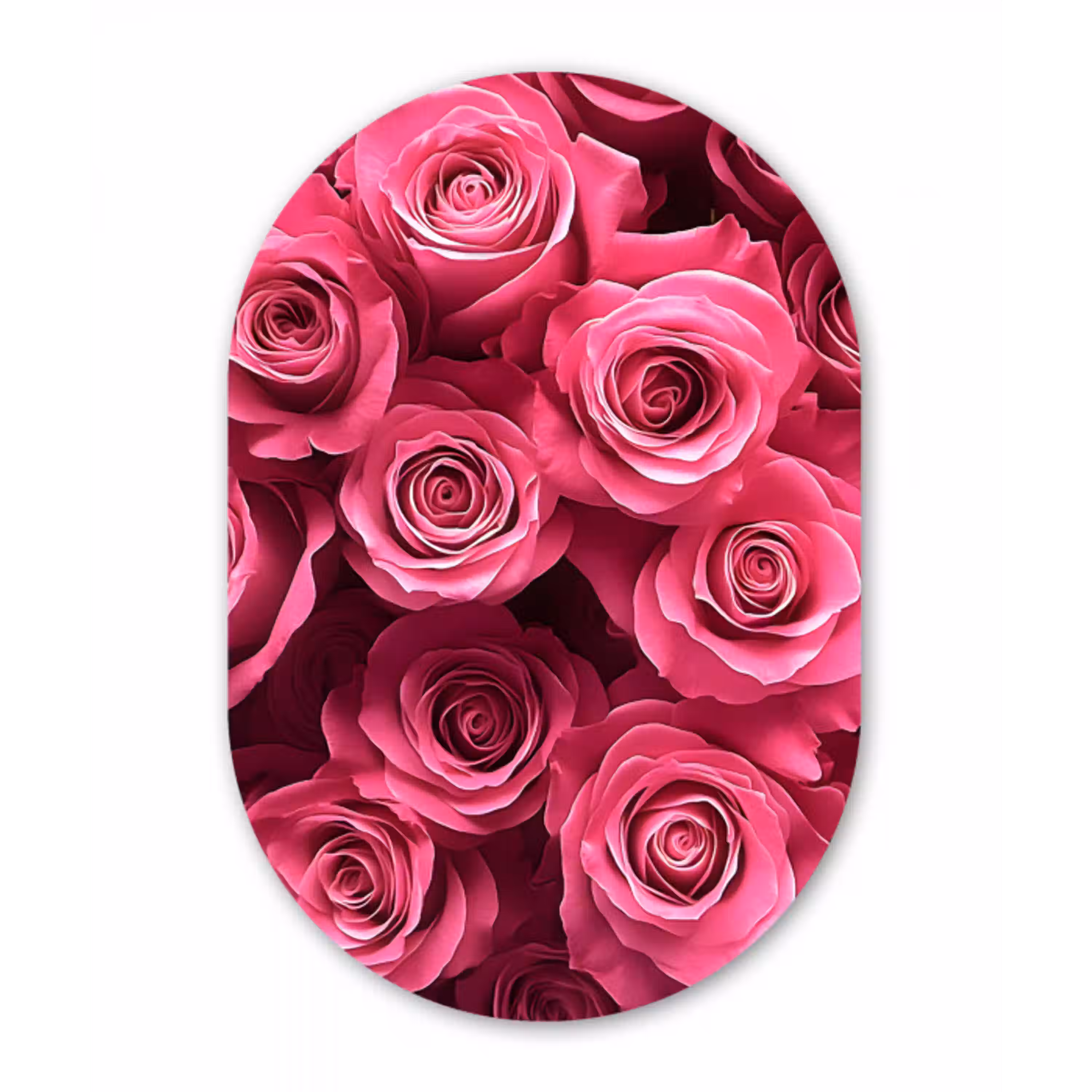 Rozen - Pink - Bloem Wandcirkel Ovaal Aluminium middel -3d