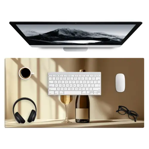 Champagne - Beige - Schaduw - Bubbels Muismat XXL klein -3d
