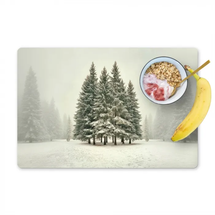 Bomen - Sneeuw - Wit Placemat vinyl groot -zzzproduct_Kitchenyeah-website