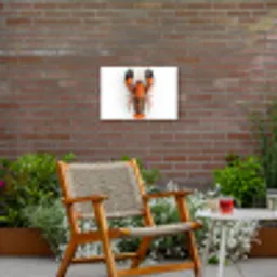 Kreeft - Zwart - Oranje - Wit - Uniek Tuinposter op houten frame 2 cm dik klein -sfeer3