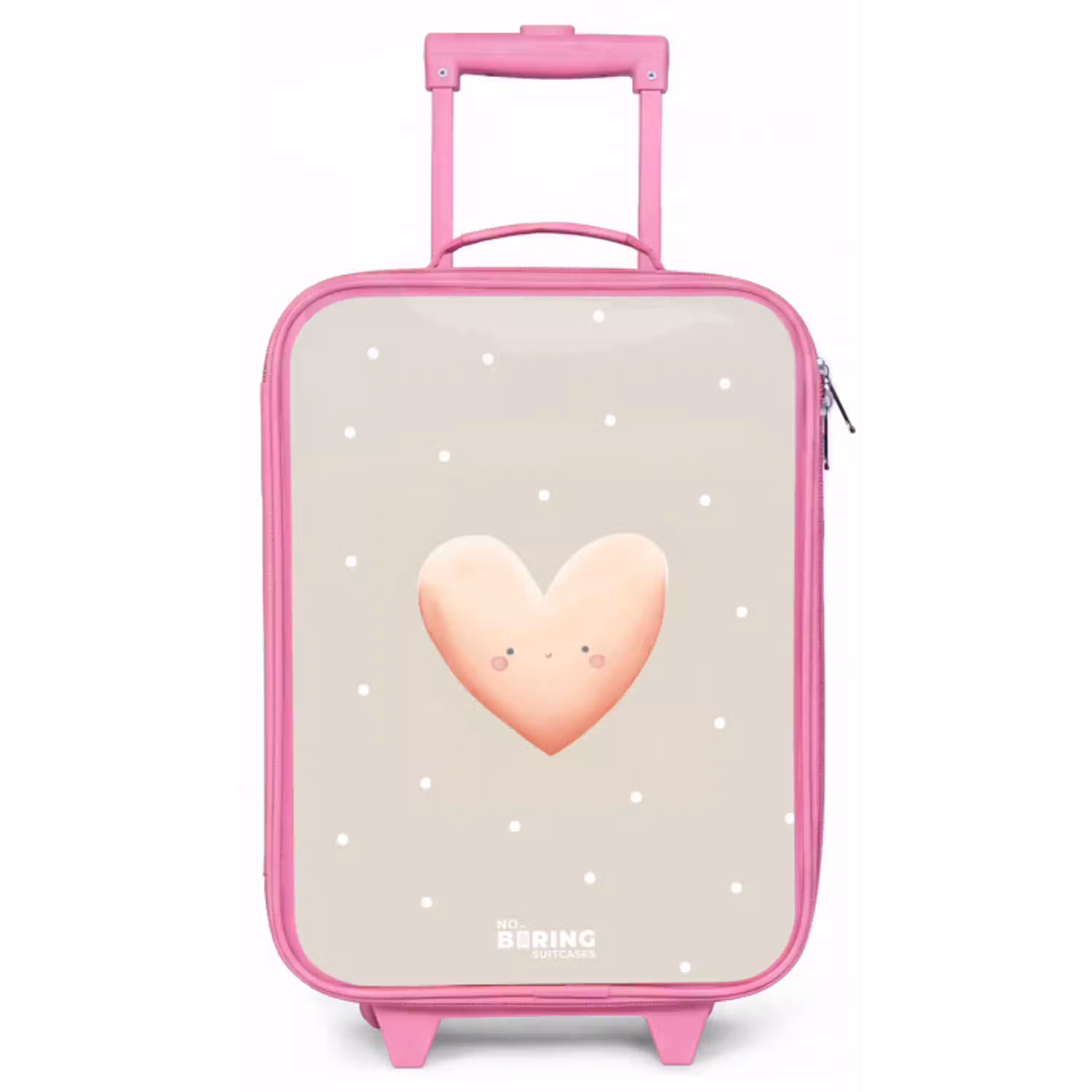 Roze hart omringd door beige stippen Kinderkoffer - Roze klein -zz3dotto
