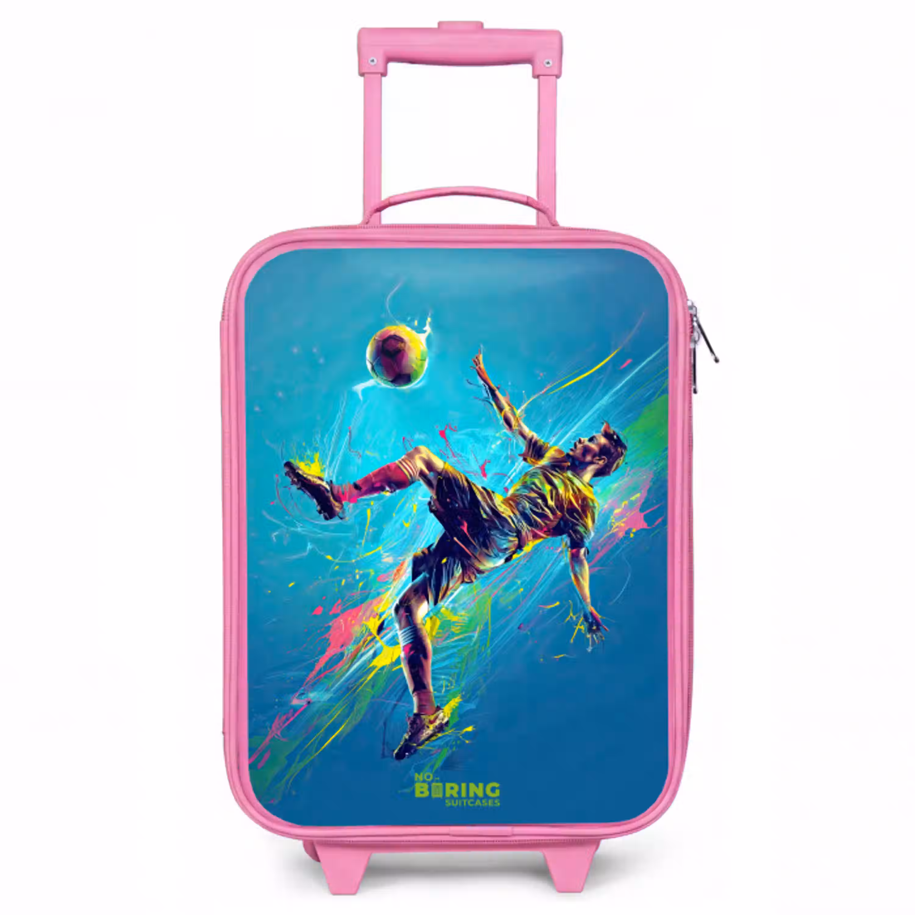 Neon - Voetbal - Schop - Kleurrijk Kinderkoffer - Roze klein -3d