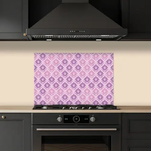 Bloemenruit - Patroon - Paars keuken achterwand spatscherm klein 900 -sfeer1