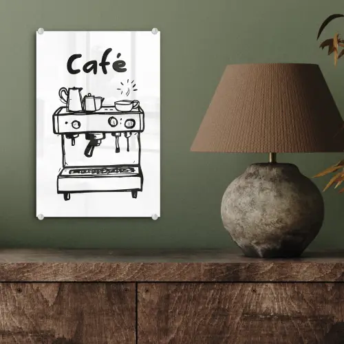 Illustratie - Café - Koffiemachine - Kopjes plexiglas 5mm klein -sfeer3