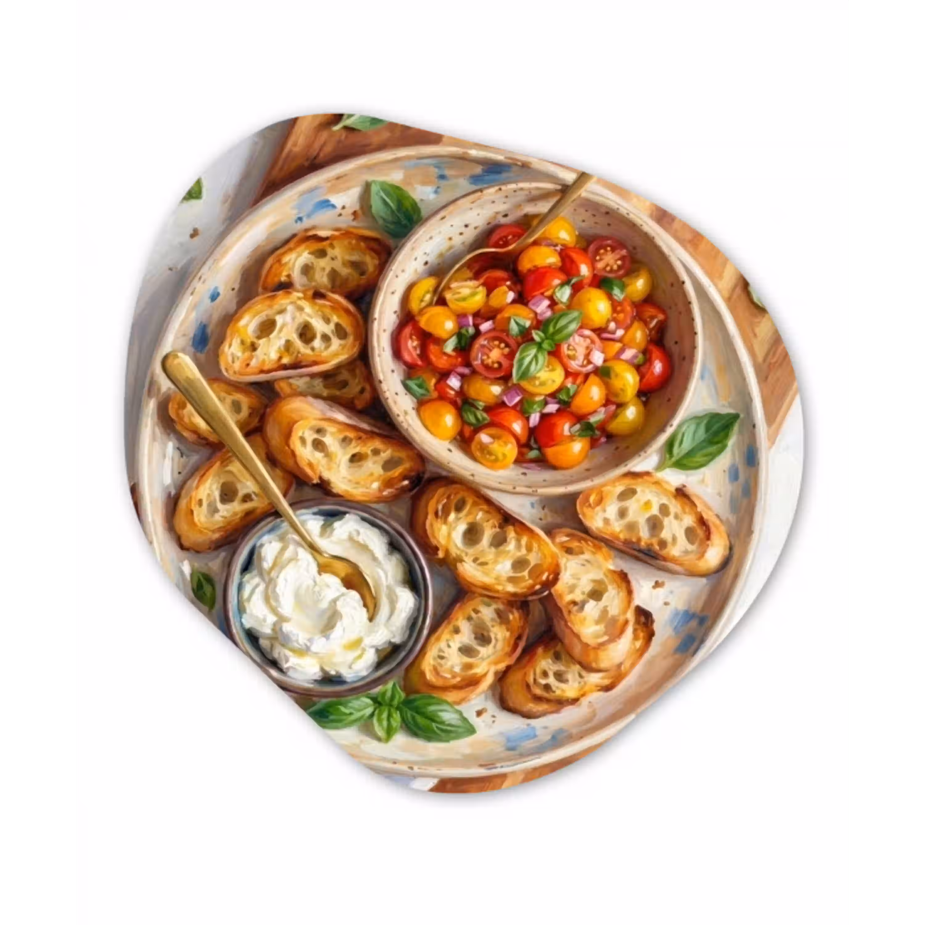 Eten - Tomaat - Brood - Kleurrijk - Keuken Wandcirkel Organisch Forex 3mm klein -3d