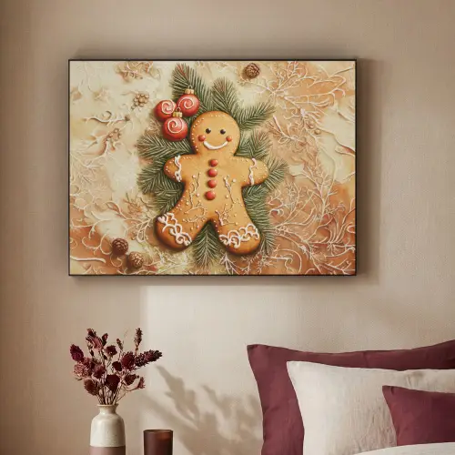 Kerstmis - Koekje - Poppetje - Speculaas Textielframe zwart klein -sfeer1