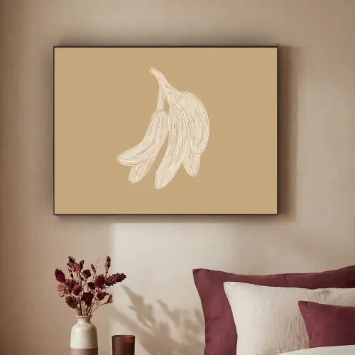 Bananen - Beige - Lijntekening - Minimalistisch Textielframe - compleet frame klein -sfeer1