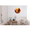 Vlinder - Bloemen - Oranje Wandcirkel aluminium klein -woonkamer