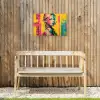 Vrouw - Verfstrepen - Gekleurd Tuinposter op houten frame 2 cm dik klein -sfeer4
