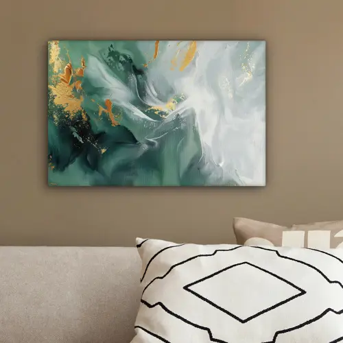 Groen - Modern - Marmer - Abstract canvas 2cm klein -sfeer3