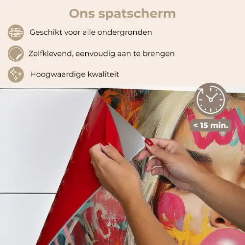 Vrouw - Kauwgom - Graffiti - Love keuken achterwand spatscherm klein -spatscherm_NL