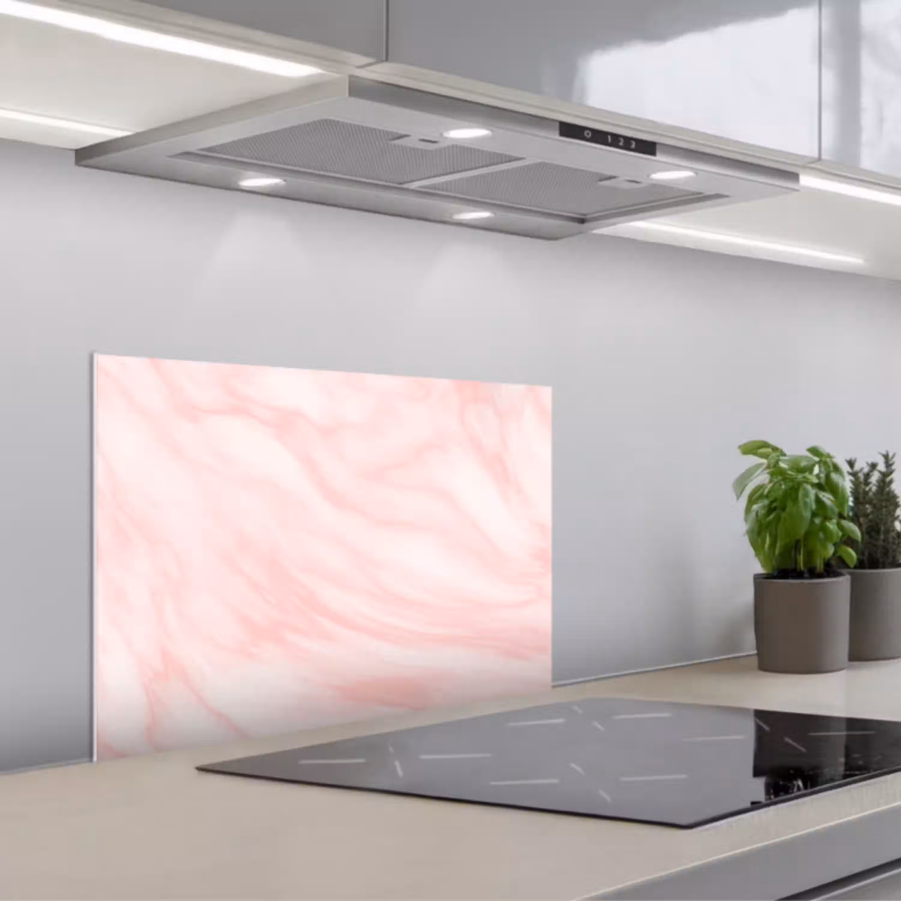 Marmer - Roze - Wit - Luxe - Marmerlook keuken achterwand spatscherm klein -3d_schuin