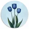 Tulpen - Blauw - Bladeren Wandcirkel plexiglas klein -3d