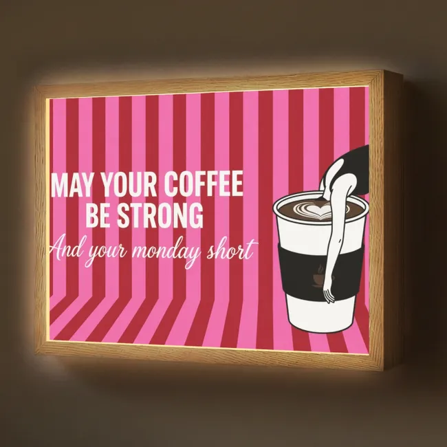 Lightbox - Wandlamp - Roze - Strepen - Koffie - Maandag