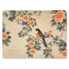 Vogel - Tak - Bloemen - Oranje muismat rubber klein -3d