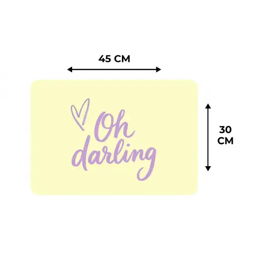 Oh darling - Geel - Hart Placemat vinyl groot -specs