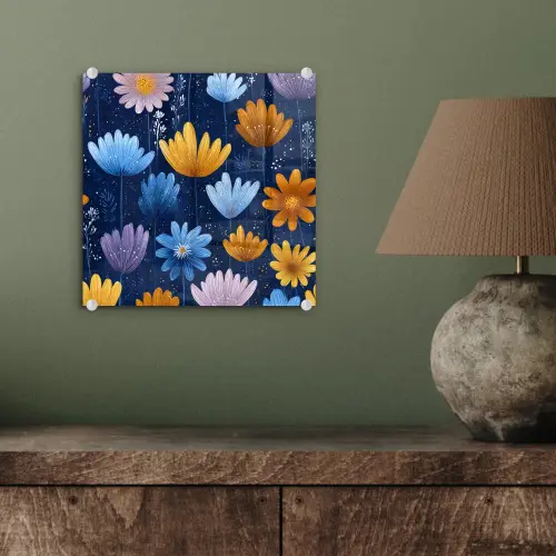 Bloemen - Patroon - Blauw - Contrast plexiglas 5mm klein -sfeer3