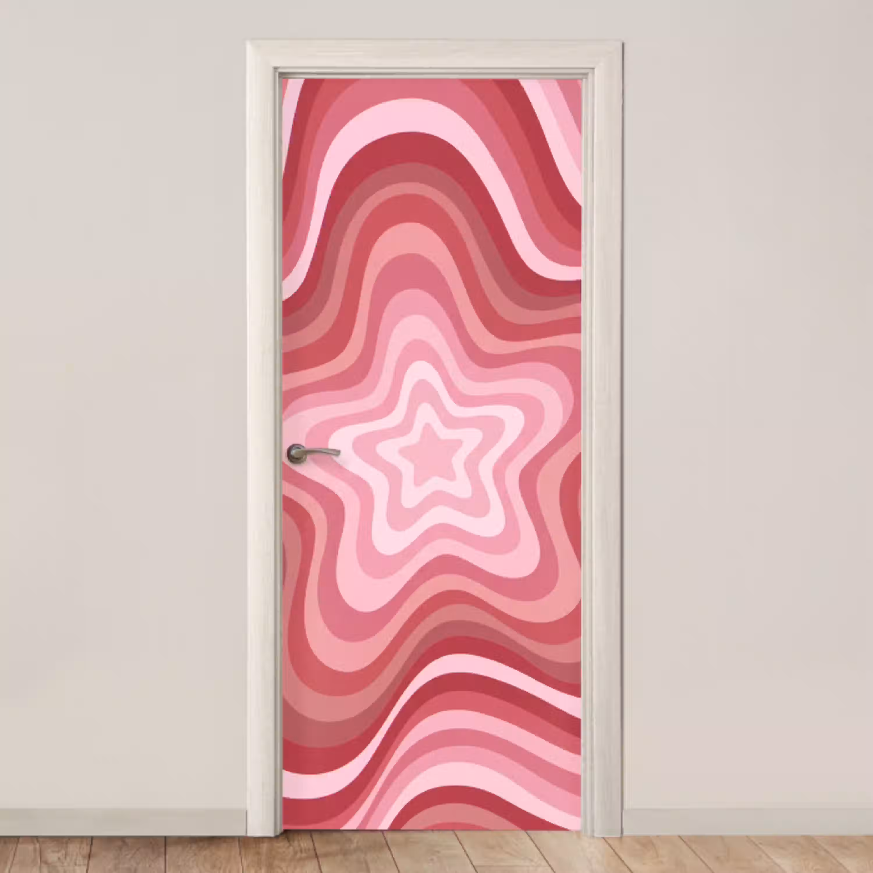 Ster - Golvend - Abstract - Roze deurposter klein -3d_beige