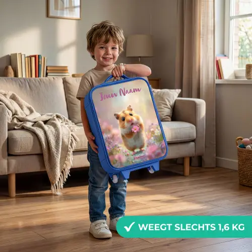 Hamster - Bloem - Natuur - Dier Kinderkoffer - Blauw klein -sfeer2_NL