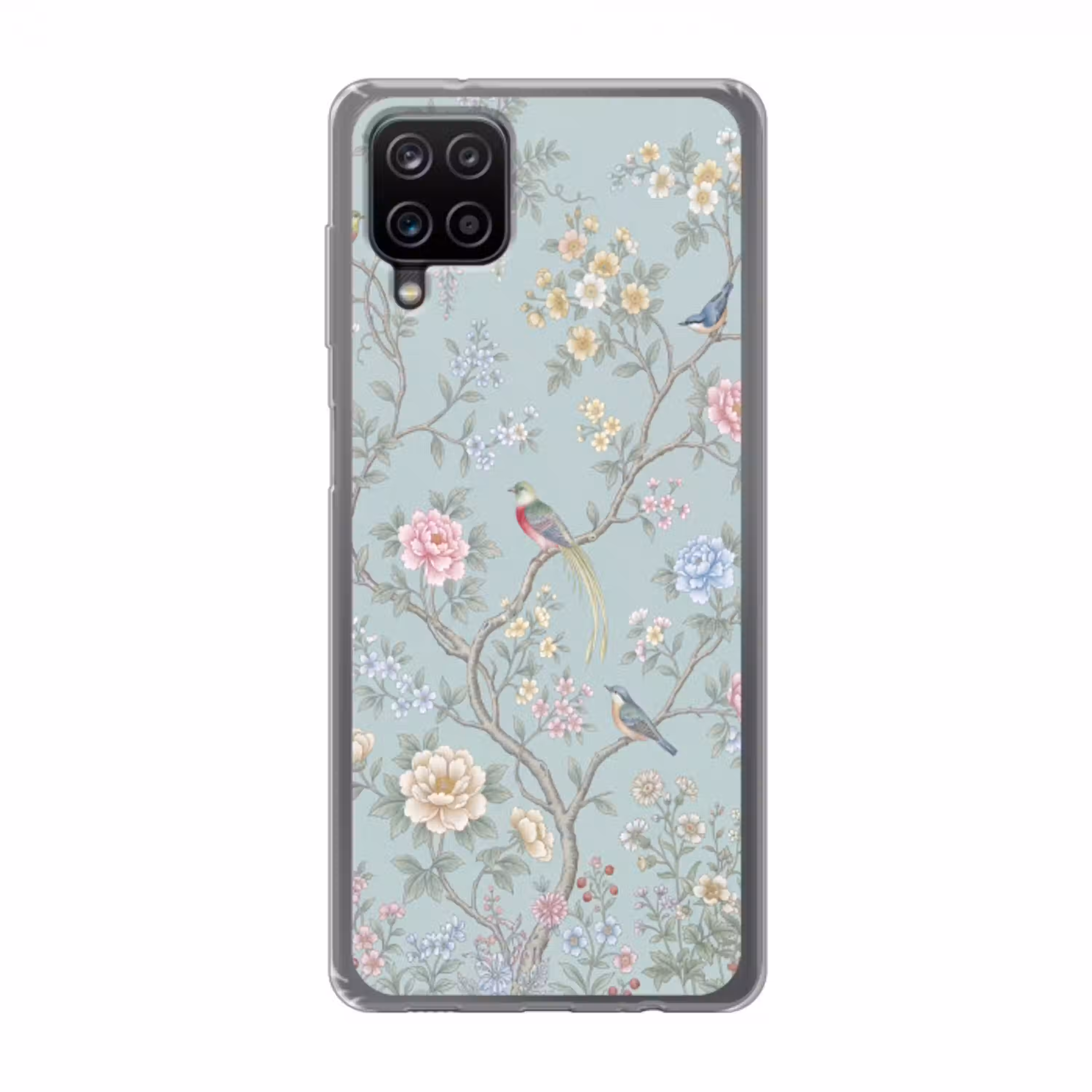 Vogel - Bloemen - Kleurrijk Telefoonhoesje Samsung Galaxy A12 klein -3d