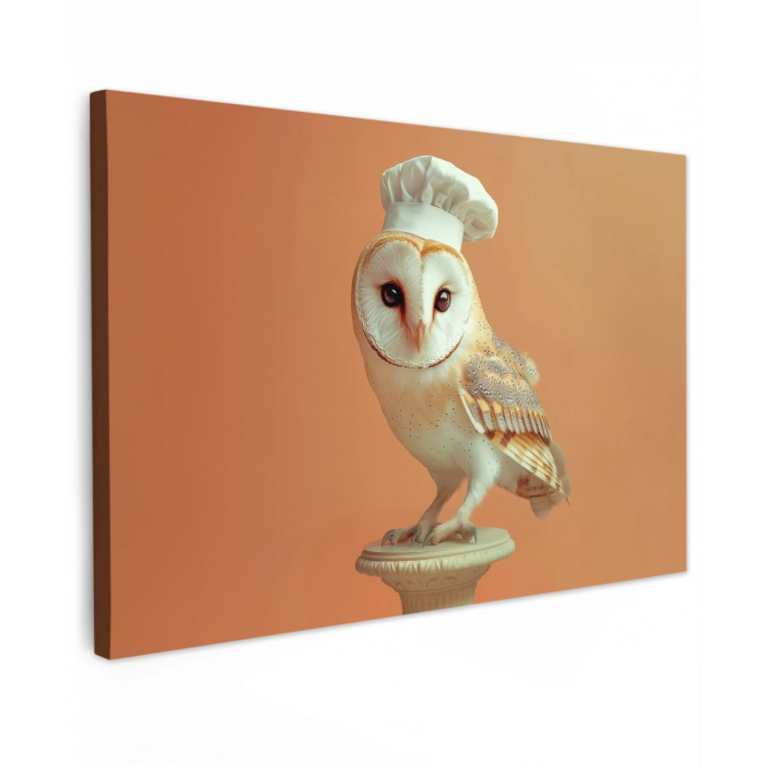 Kerkuil - Koksmuts - Oranje - Vogel Tuinposter op houten frame 2 cm dik klein -3d