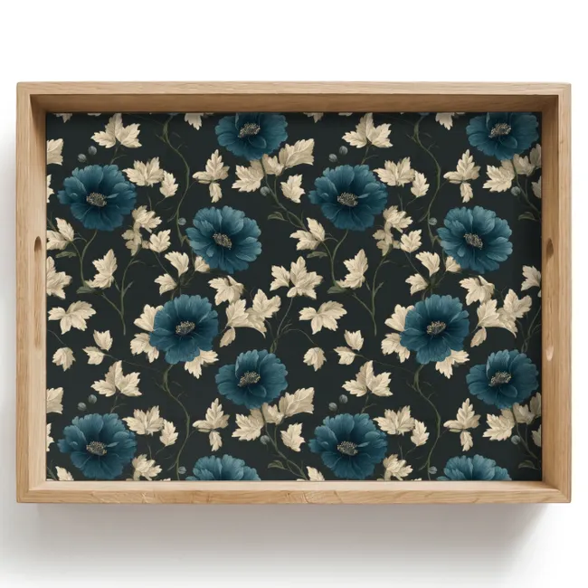 Dienblad - Botanisch - Bloemen - Blauw