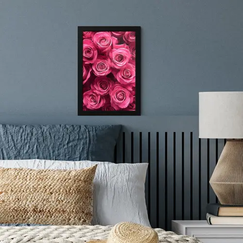 Rozen - Pink - Bloem fotolijst zwart zonder passe partout klein -sfeer3