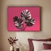 Bladeren - Rond - Roze Textielframe zwart klein -sfeer1