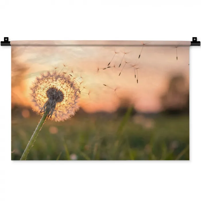 Paardenbloem - Zonsondergang - Veld Wandkleed katoen klein -zz3d