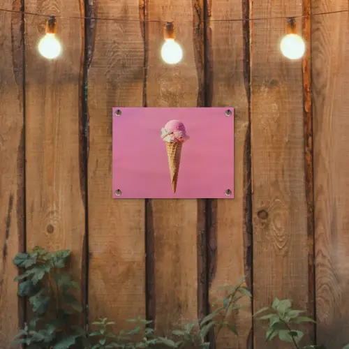 Hoorntje - Schepijs - Roze tuinposter los doek klein -sfeer1