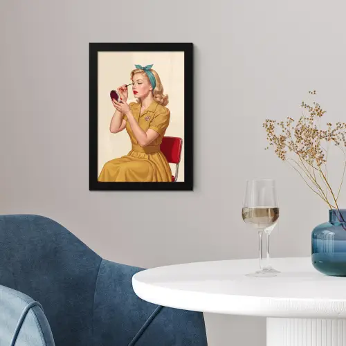 Illustratie - Mascara - Vrouw - Geel fotolijst zwart zonder passe partout klein -sfeer4