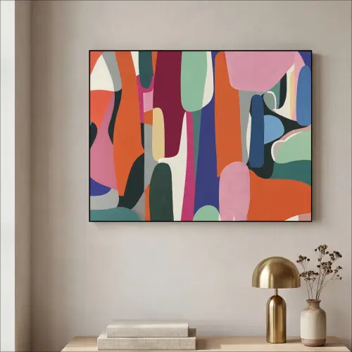 Vormen - Ritmisch - Kleuren - Abstract Textielframe zwart klein -sfeer2