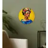 Frida Kahlo - Vrouw - Geel - Blauw - Bloemen Wandcirkel kunststof plaat 5mm dik klein -sfeer3