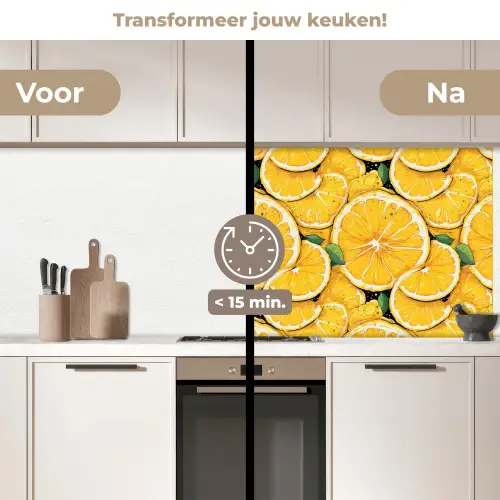Grafisch - Citroenschijven - Blaadjes keuken achterwand 2 middel 871 -voor-na2_NL