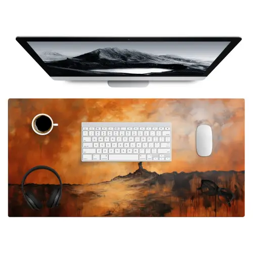 Boom - Landschap - Oranje Muismat XXL klein -3d
