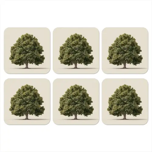 Eikenboom - Groen - Lichte achtergrond onderzetter kurk middel -3d