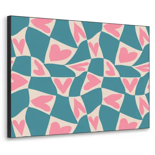 Blauw - Vlakken - Patroon - Hartjes Textielframe zwart klein 947 -3d
