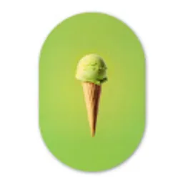 Hoorntje - Schepijs - Groen Wandcirkel Ovaal Glas middel -3d
